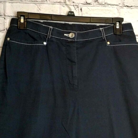 TanJay Women's Navy and White Stitching Chino Pants Size 12 - Picture 2 of 8